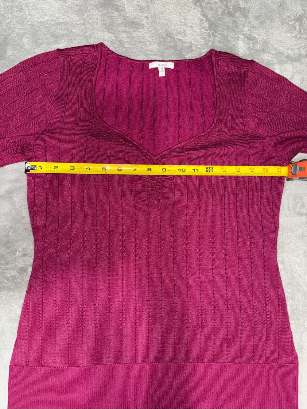 Maurices Raspberry Sweetheart Short Sleeve Ribbed Top - Picture 6 of 8